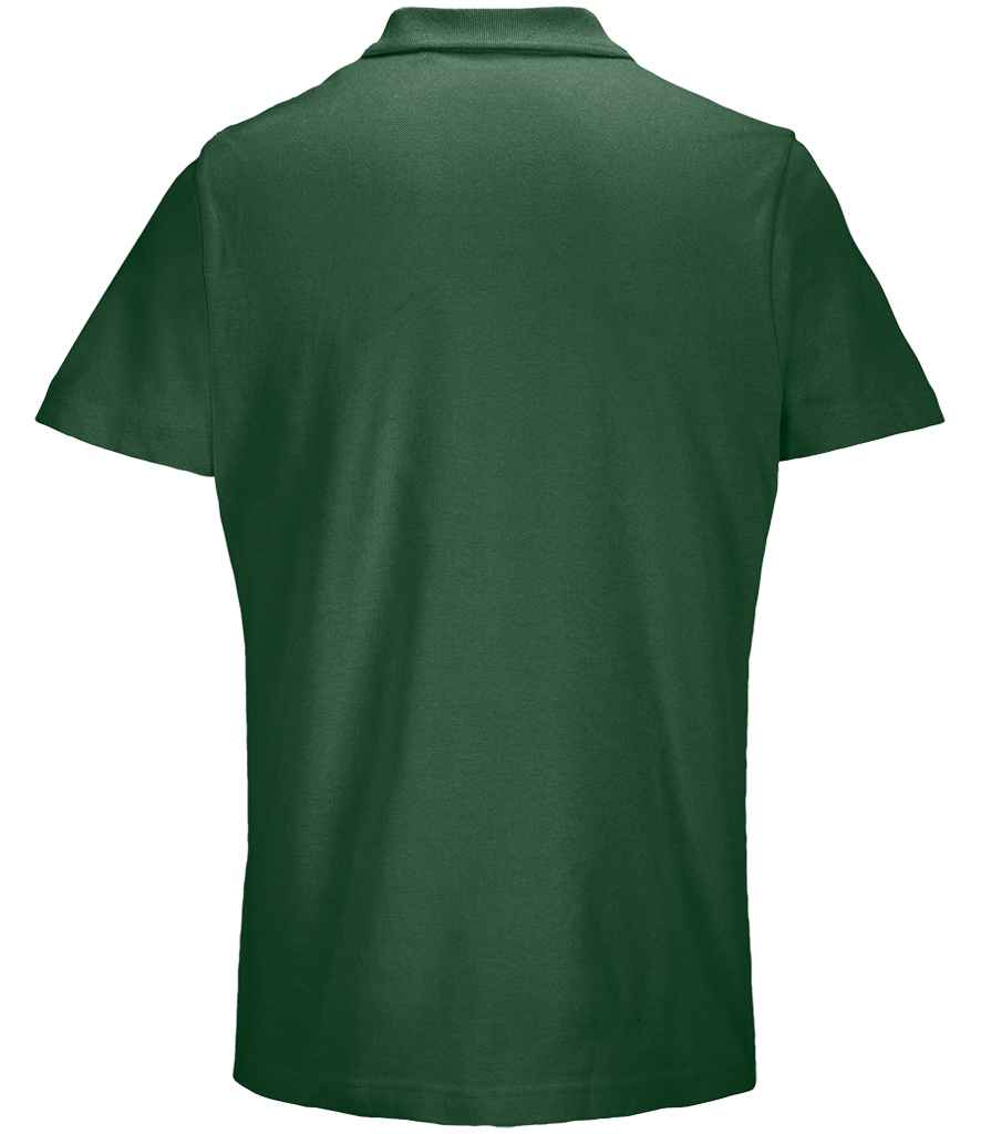 SOL'S Unisex Pulse Twin Piqué Polo Shirt in Bottle Green, back view
