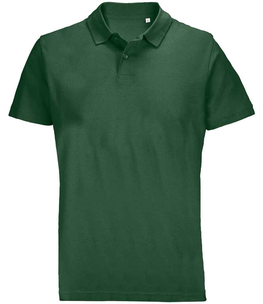 SOL'S Unisex Pulse Twin Piqué Polo Shirt in Bottle Green, front view