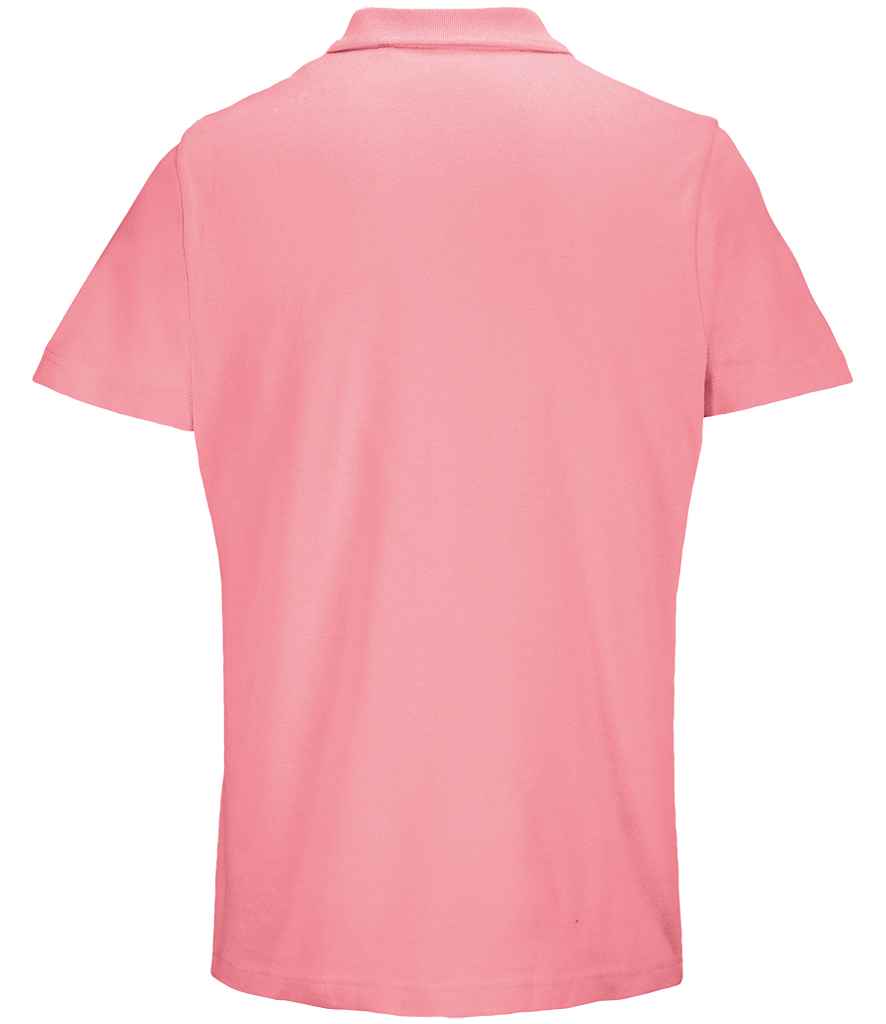 SOL'S Unisex Pulse Twin Piqué Polo Shirt in Candy Pink, back view