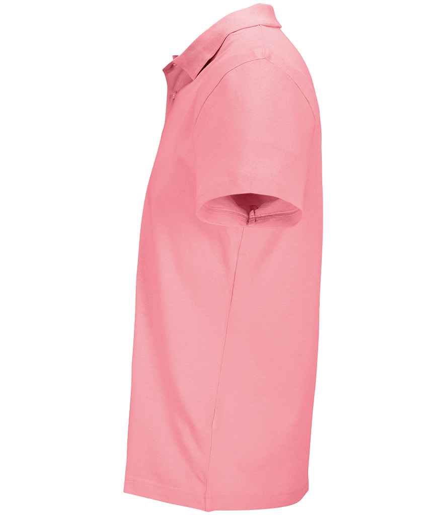 SOL'S Unisex Pulse Twin Piqué Polo Shirt in Candy Pink, side view