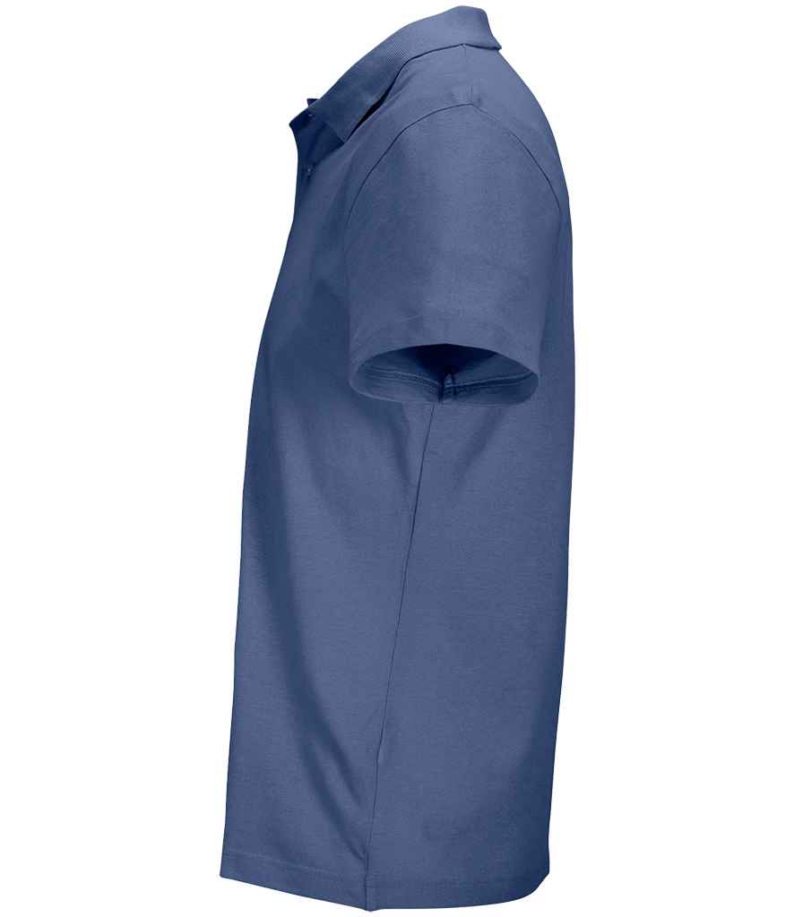 SOL'S Unisex Pulse Twin Piqué Polo Shirt in Denim, side view