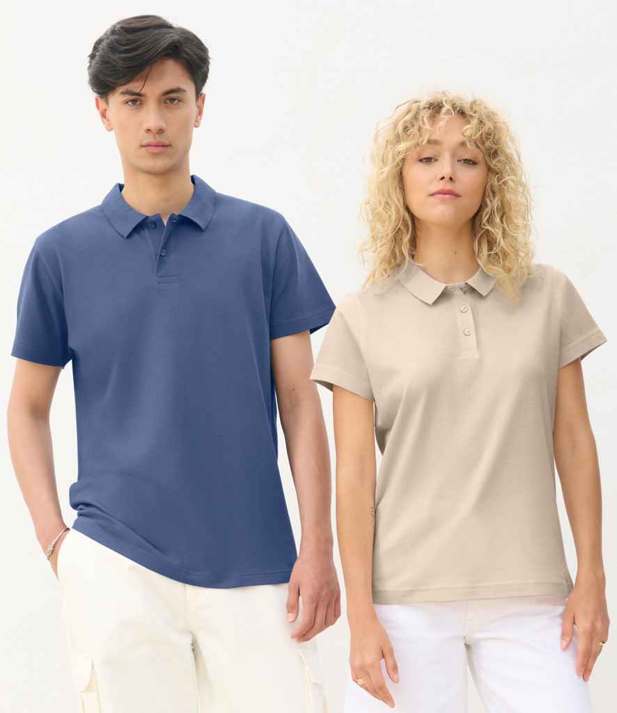 SOL'S Unisex Pulse Twin Piqué Polo Shirt in Denim