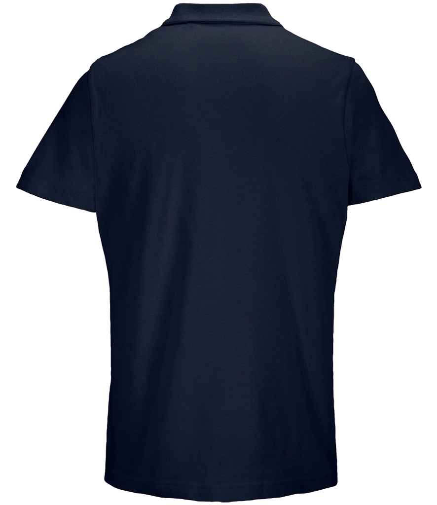 SOL'S Unisex Pulse Twin Piqué Polo Shirt in French Navy, back view