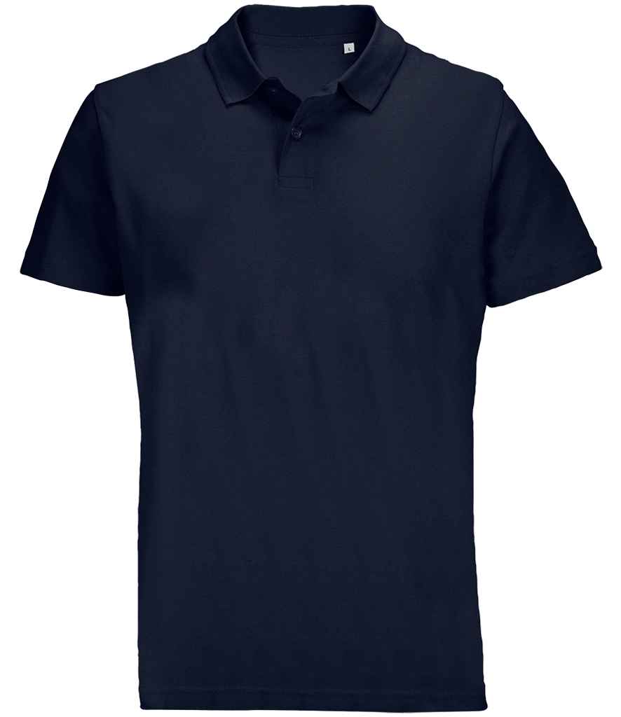 SOL'S Unisex Pulse Twin Piqué Polo Shirt in French Navy, front view