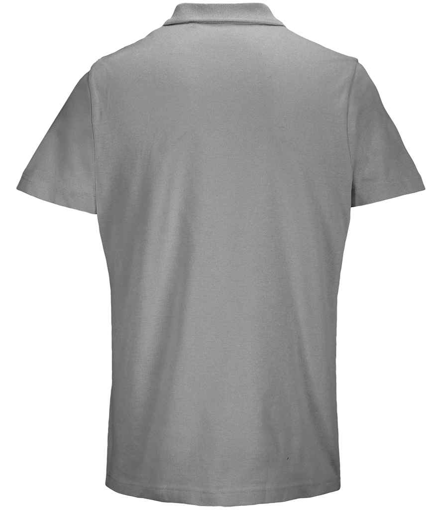 SOL'S Unisex Pulse Twin Piqué Polo Shirt in Grey Marl, back view
