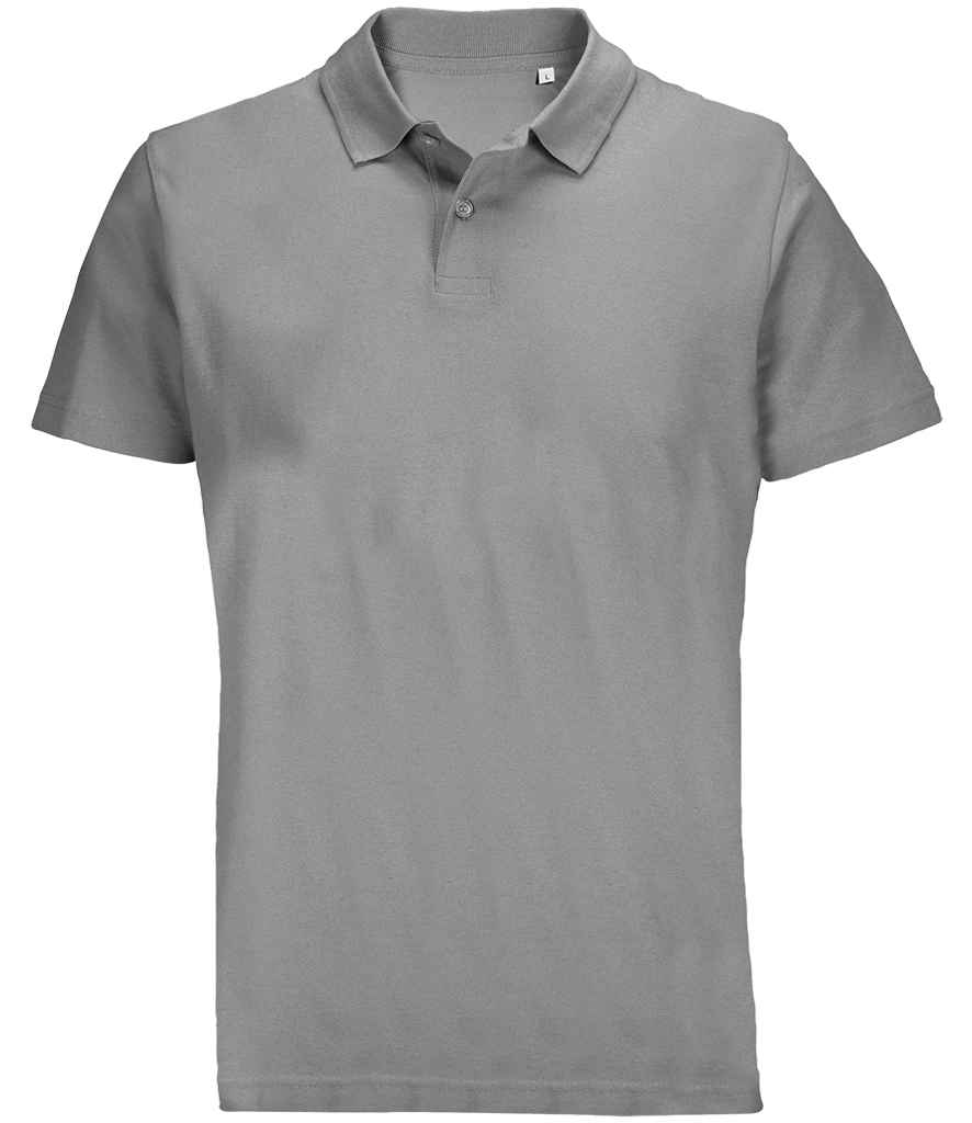 SOL'S Unisex Pulse Twin Piqué Polo Shirt in Grey Marl, front view