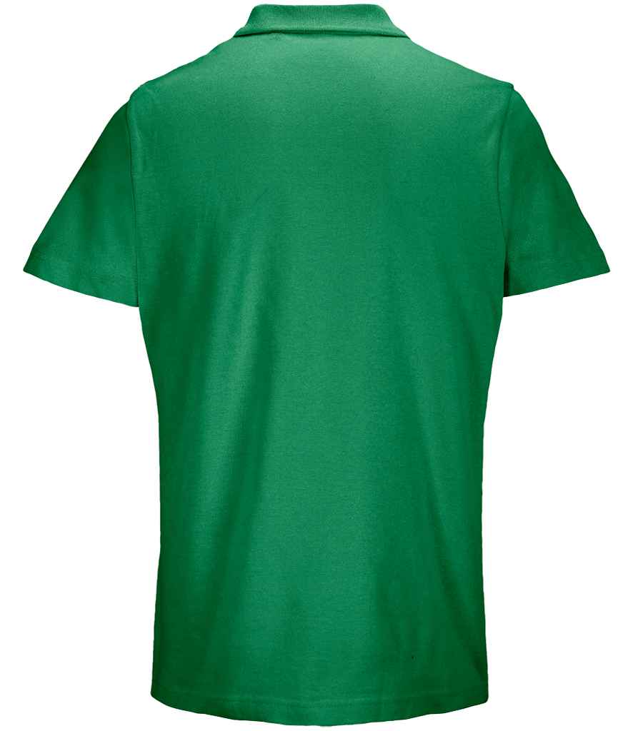SOL'S Unisex Pulse Twin Piqué Polo Shirt in Kelly Green, back view