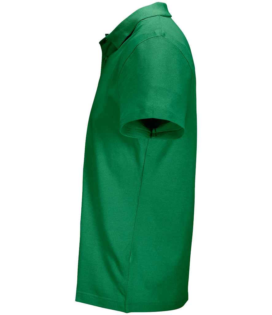SOL'S Unisex Pulse Twin Piqué Polo Shirt in Kelly Green, side view