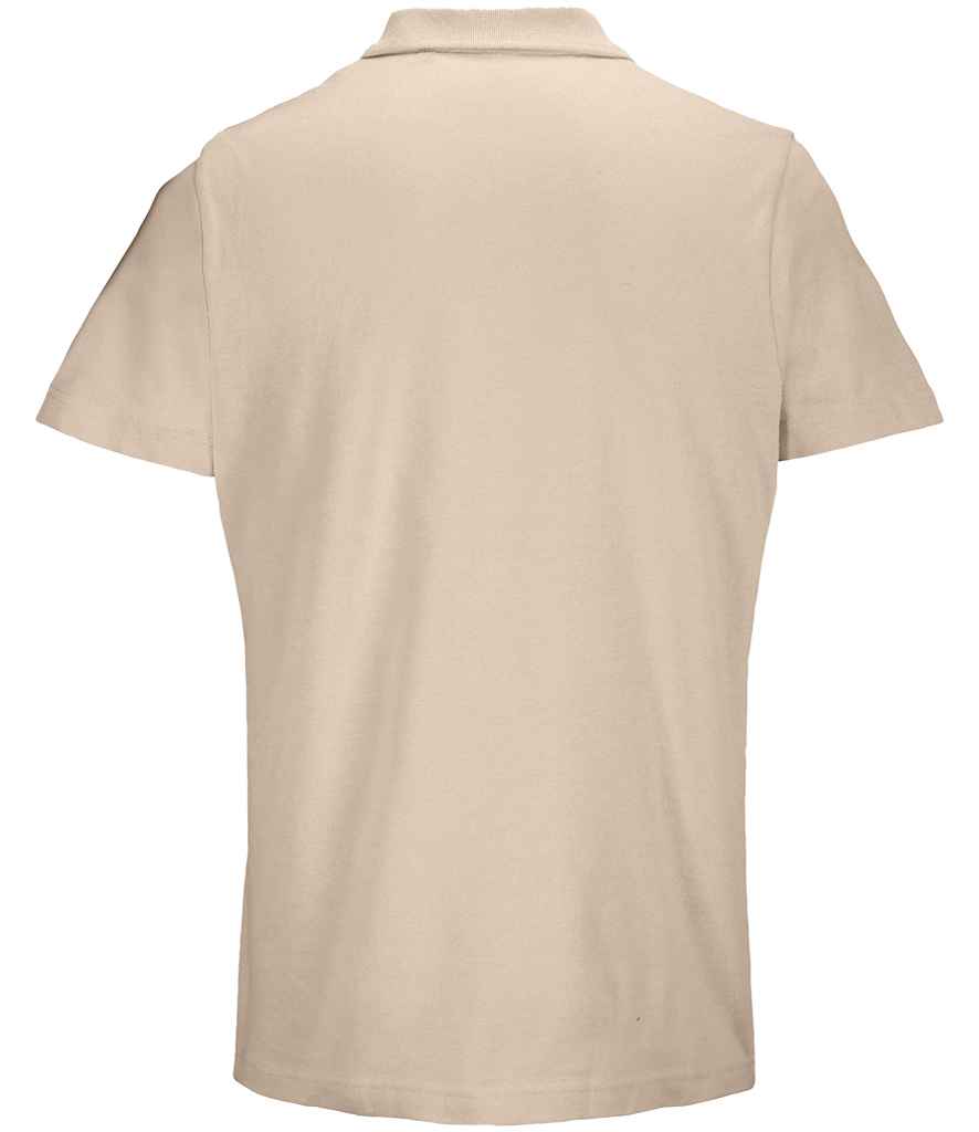 SOL'S Unisex Pulse Twin Piqué Polo Shirt in Linen, back view