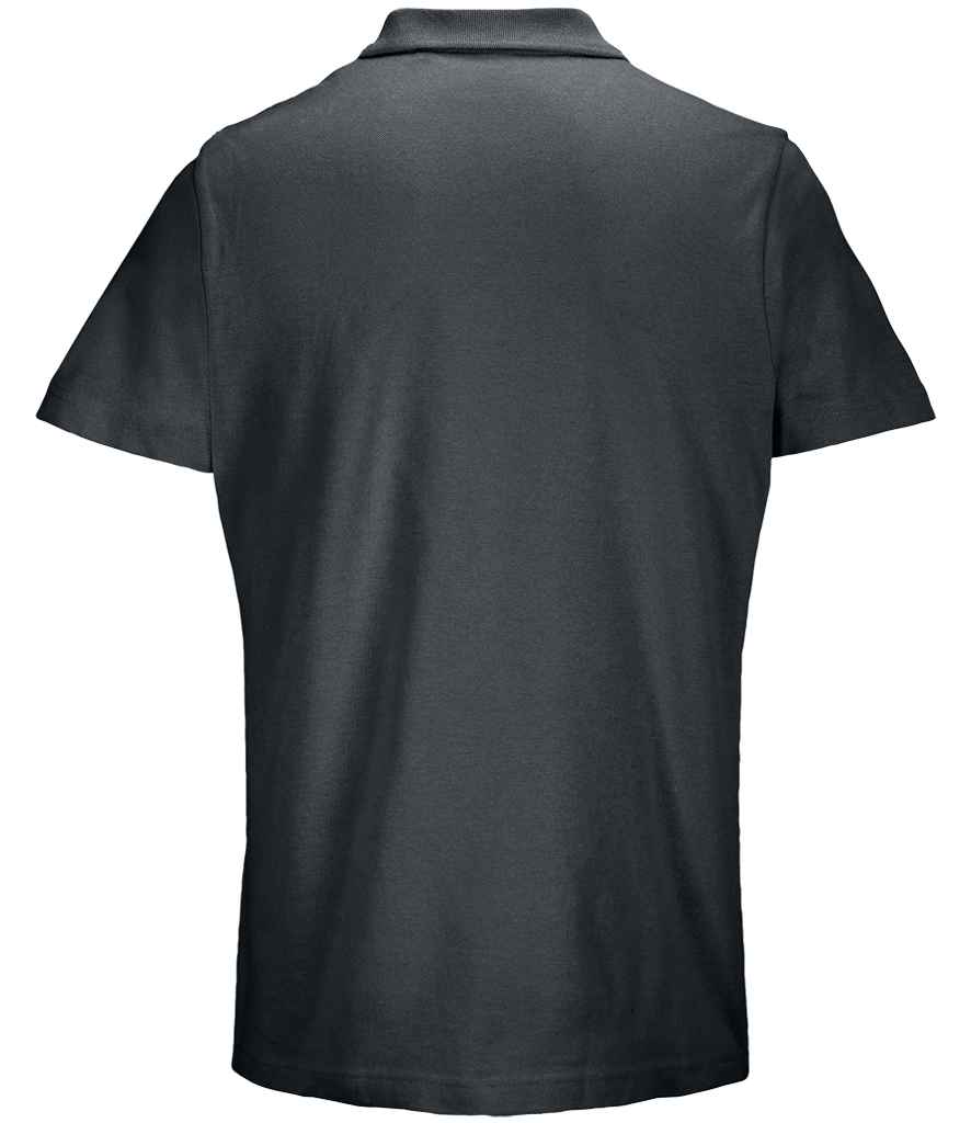 SOL'S Unisex Pulse Twin Piqué Polo Shirt in Mouse Grey, back view