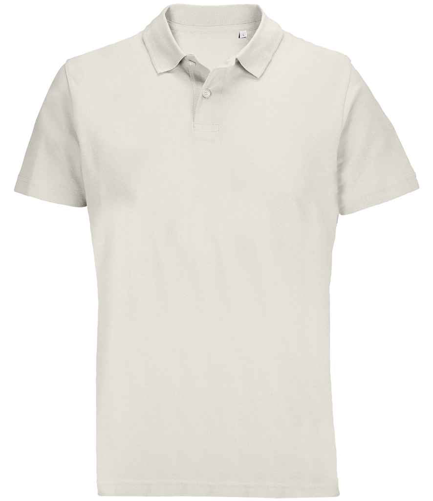 SOL'S Unisex Pulse Twin Piqué Polo Shirt in Off White, front view