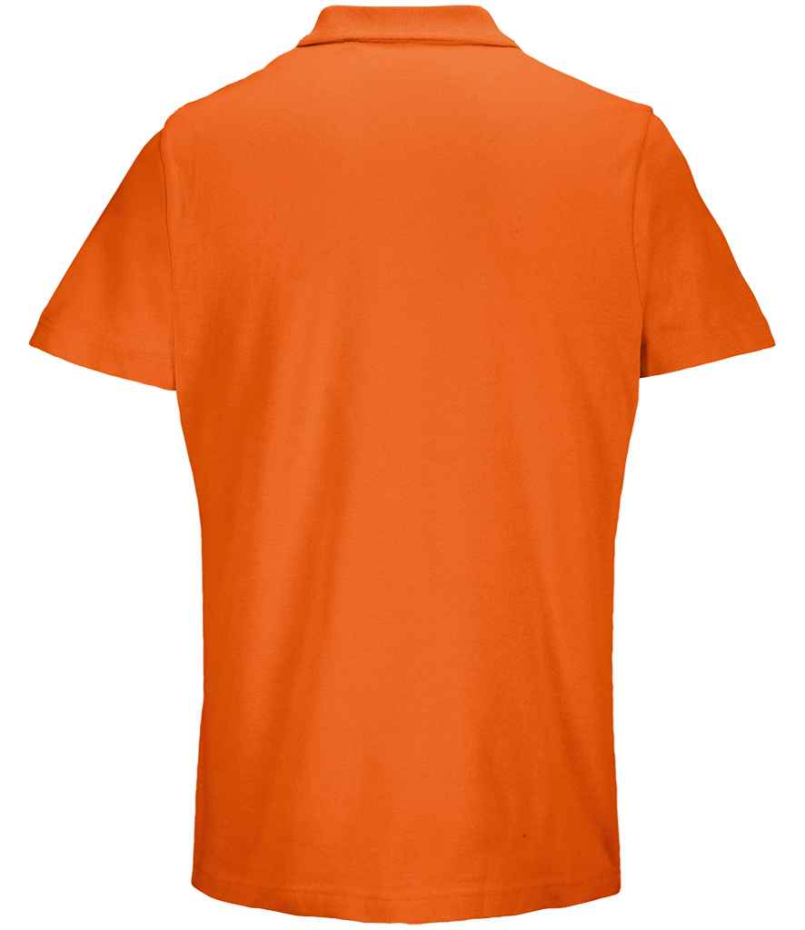 SOL'S Unisex Pulse Twin Piqué Polo Shirt in Orange, back view