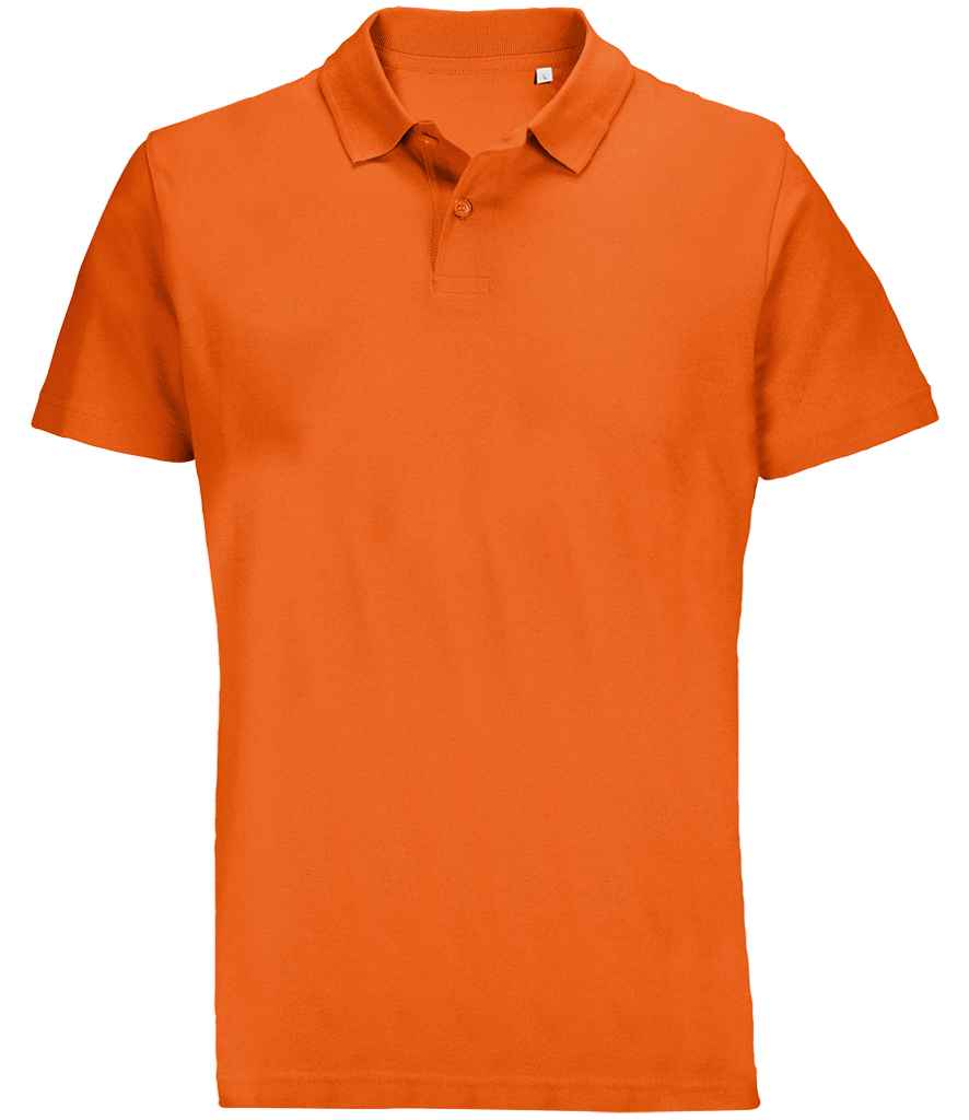 SOL'S Unisex Pulse Twin Piqué Polo Shirt in Orange, front view