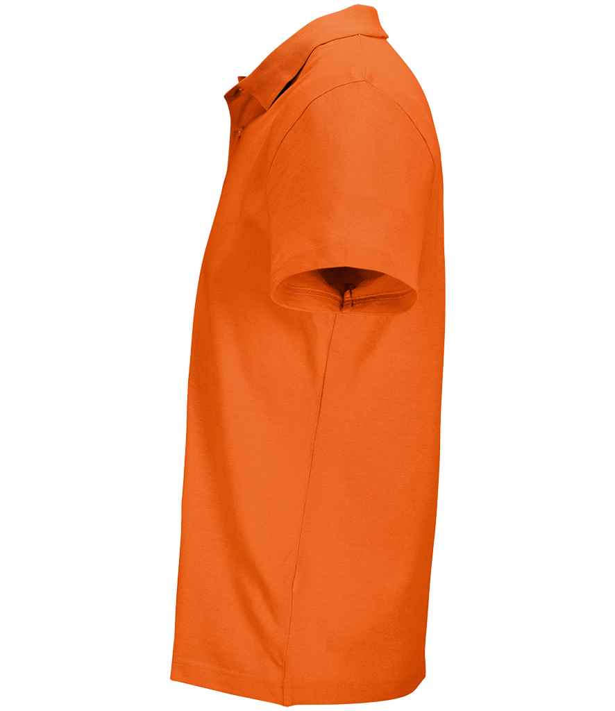 SOL'S Unisex Pulse Twin Piqué Polo Shirt in Orange, side view