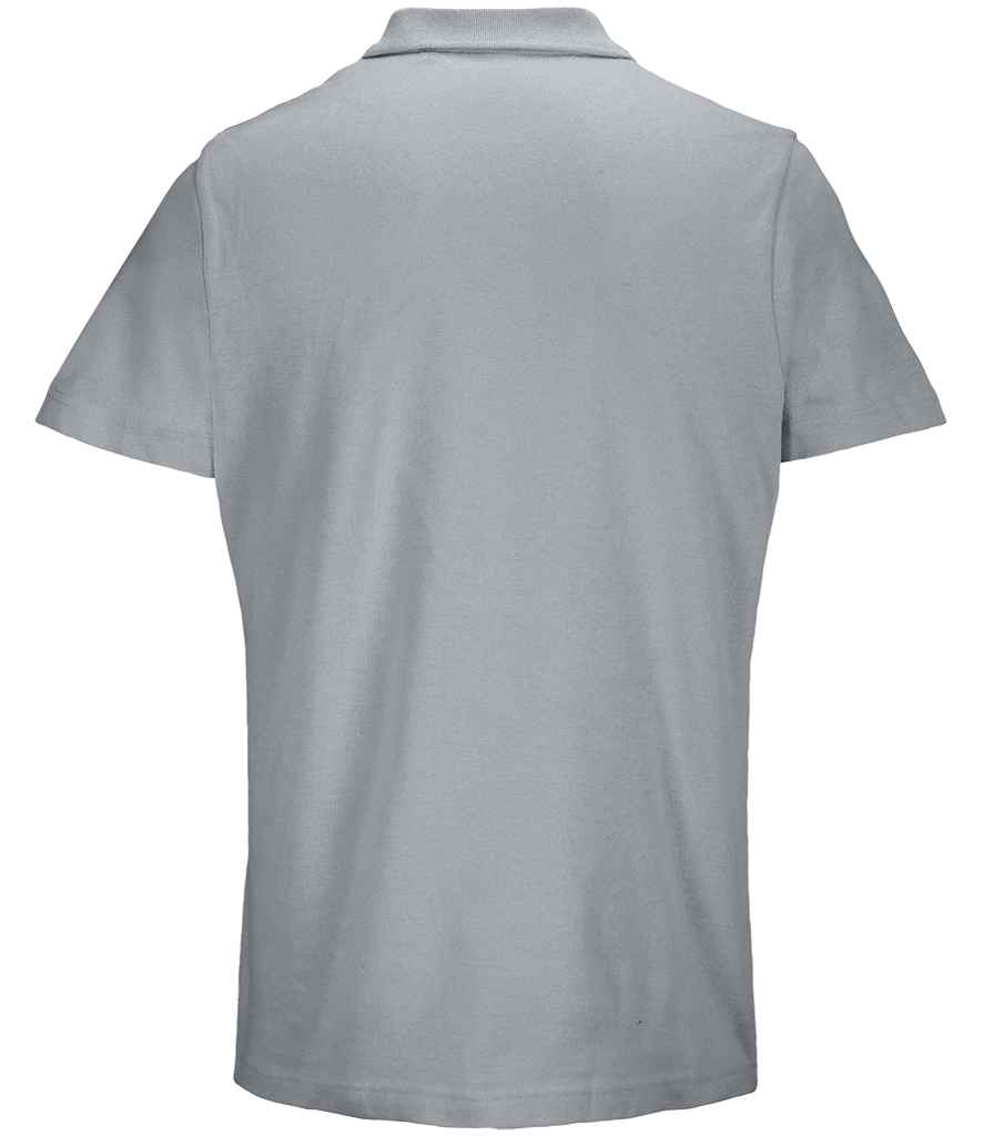 SOL'S Unisex Pulse Twin Piqué Polo Shirt in Pure Grey, back view