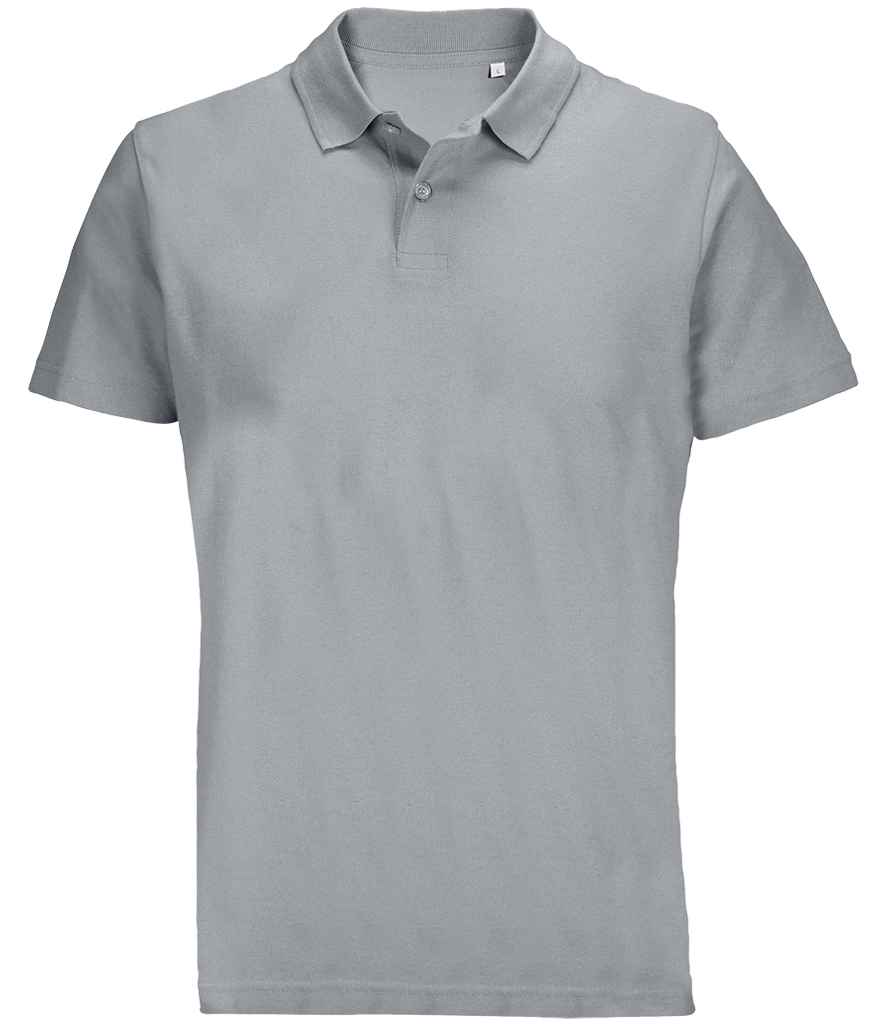 SOL'S Unisex Pulse Twin Piqué Polo Shirt in Pure Grey, front view