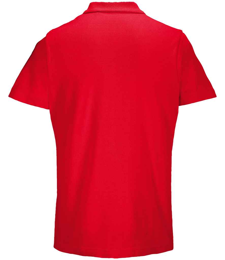 SOL'S Unisex Pulse Twin Piqué Polo Shirt in Red, back view