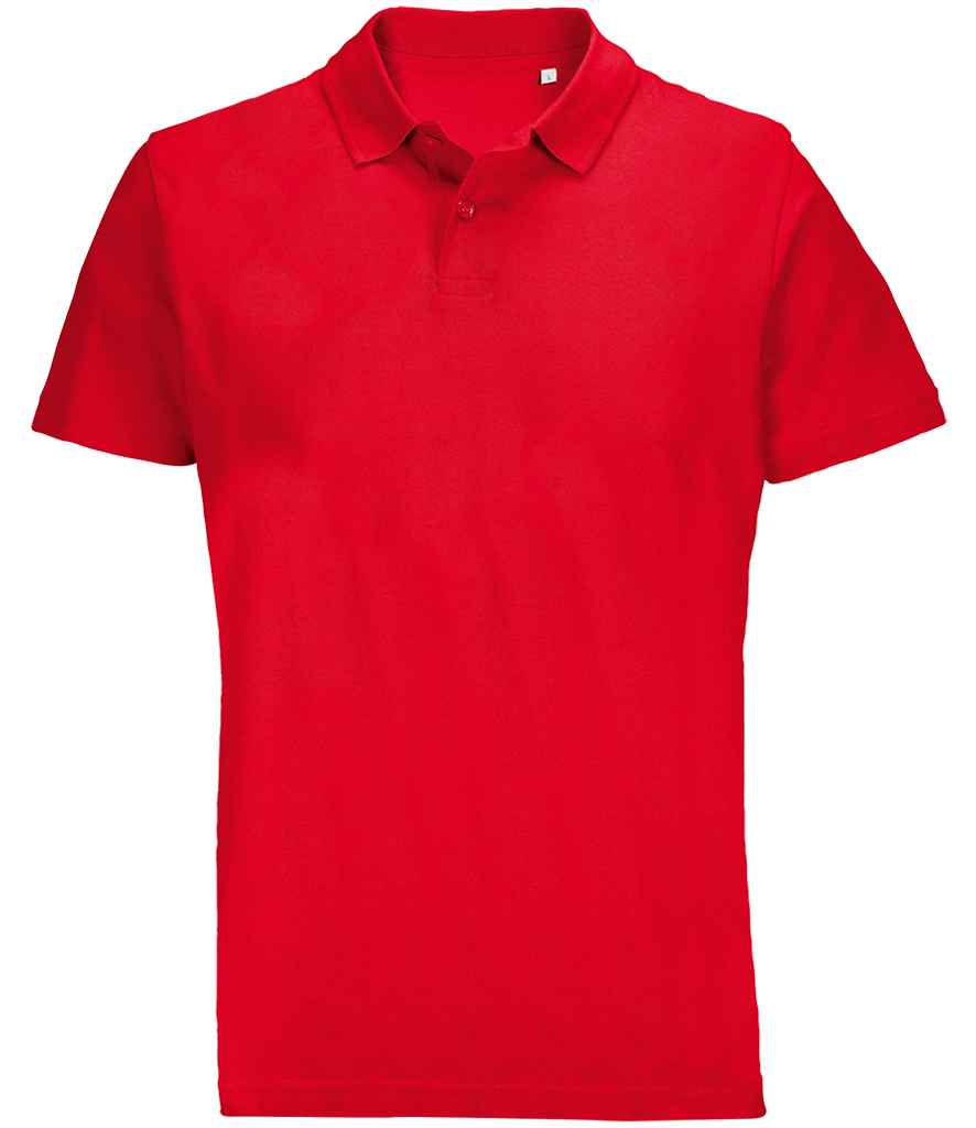 SOL'S Unisex Pulse Twin Piqué Polo Shirt in Red, front view