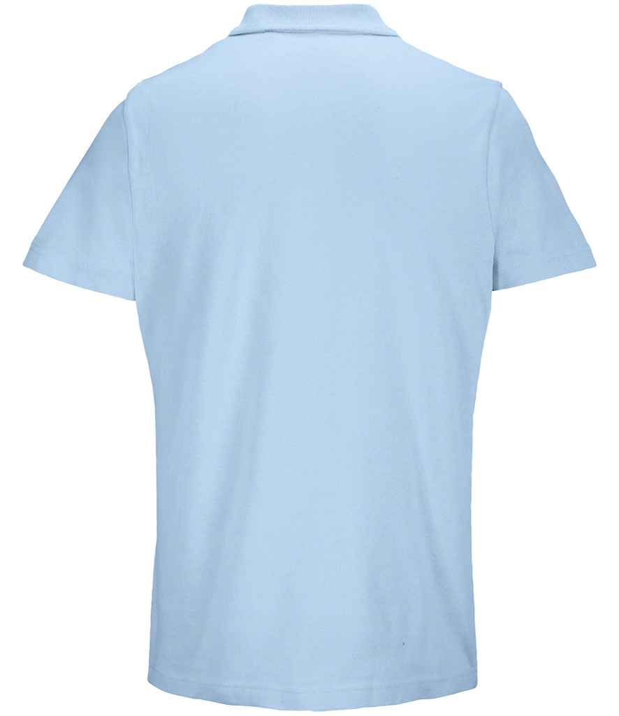 SOL'S Unisex Pulse Twin Piqué Polo Shirt in Sky Blue, back view