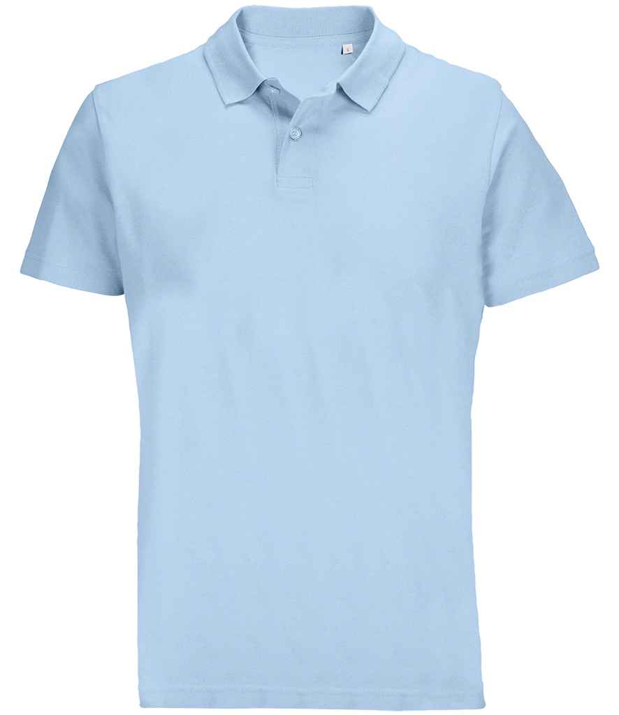 SOL'S Unisex Pulse Twin Piqué Polo Shirt in Sky Blue, front view