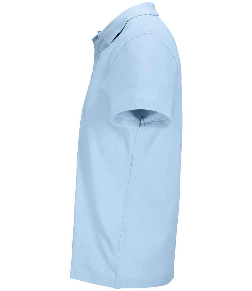 SOL'S Unisex Pulse Twin Piqué Polo Shirt in Sky Blue, side view