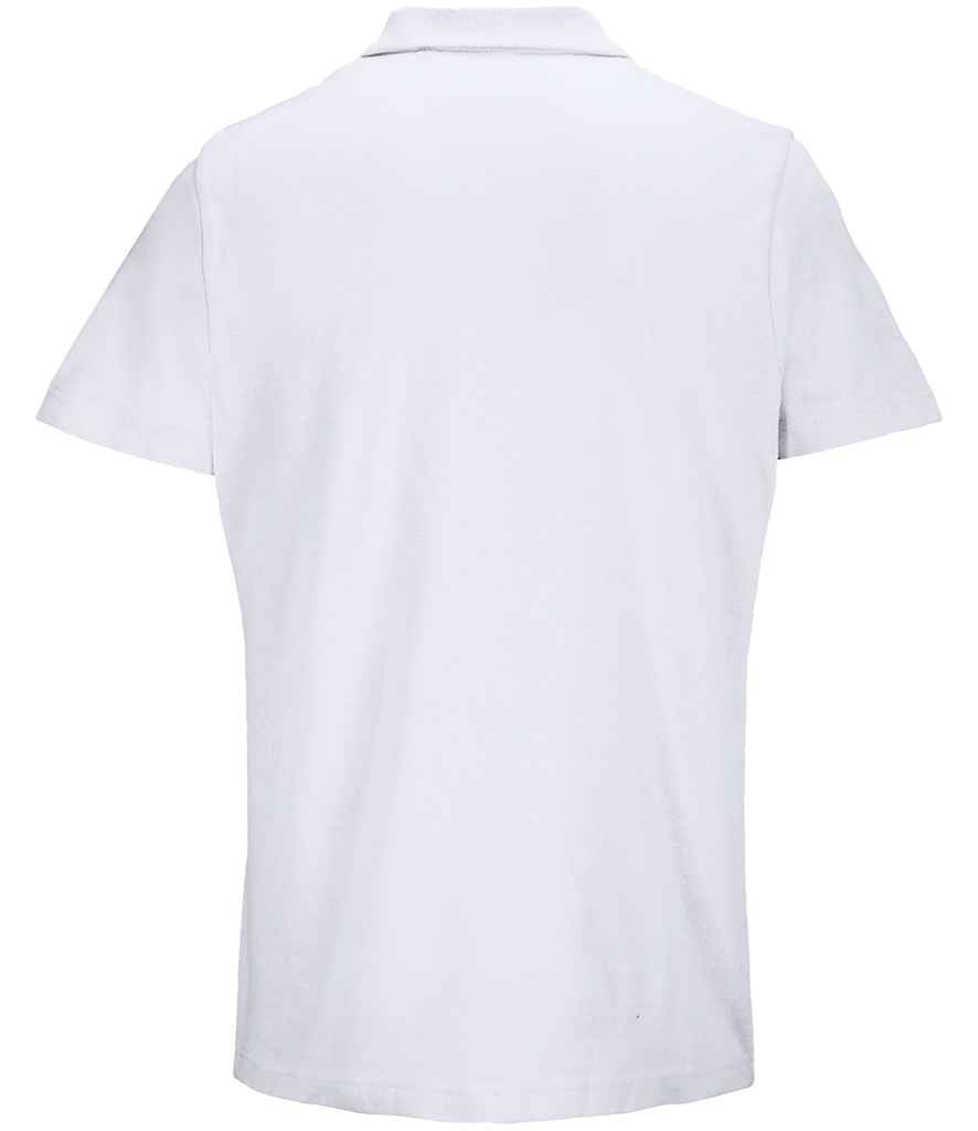 SOL'S Unisex Pulse Twin Piqué Polo Shirt in White, back view