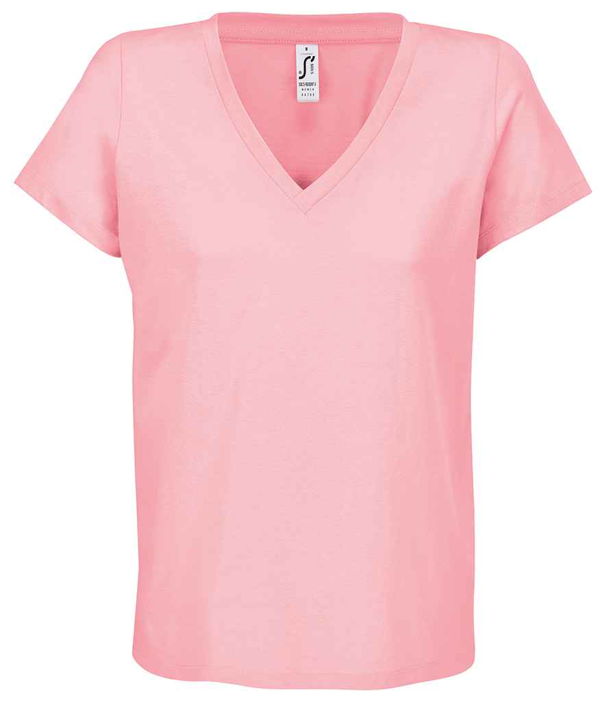 SOL'S Ladies Regent V Neck T-Shirt in Candy Pink, front view