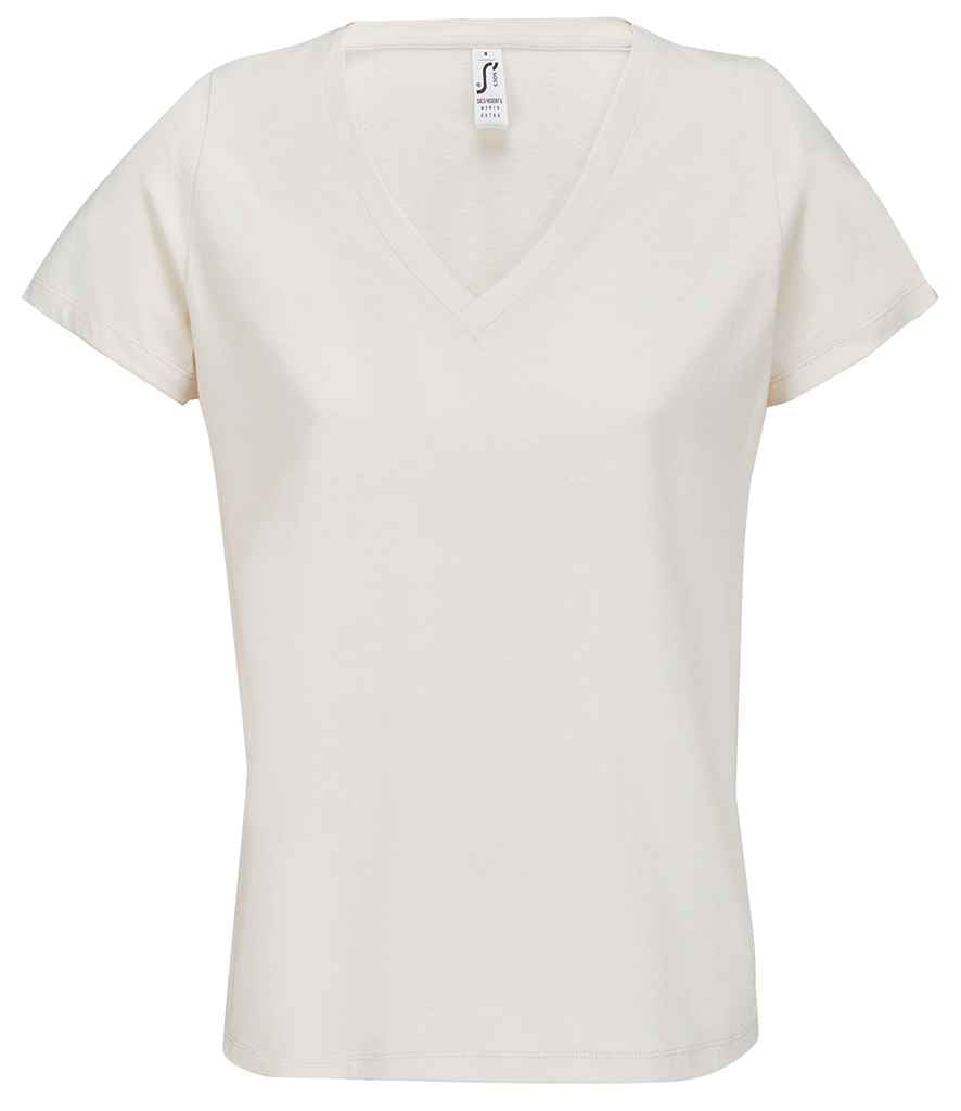 SOL'S Ladies Regent V Neck T-Shirt in Off White, front view