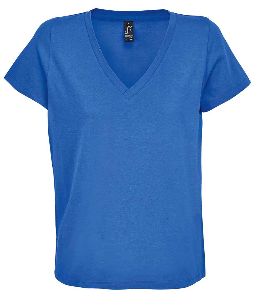 SOL'S Ladies Regent V Neck T-Shirt in Royal Blue, front view
