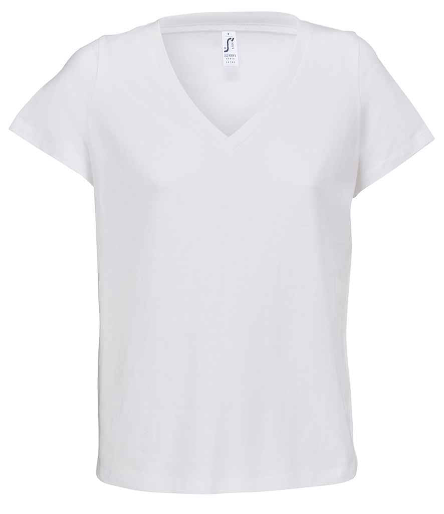 SOL'S Ladies Regent V Neck T-Shirt in White, front view