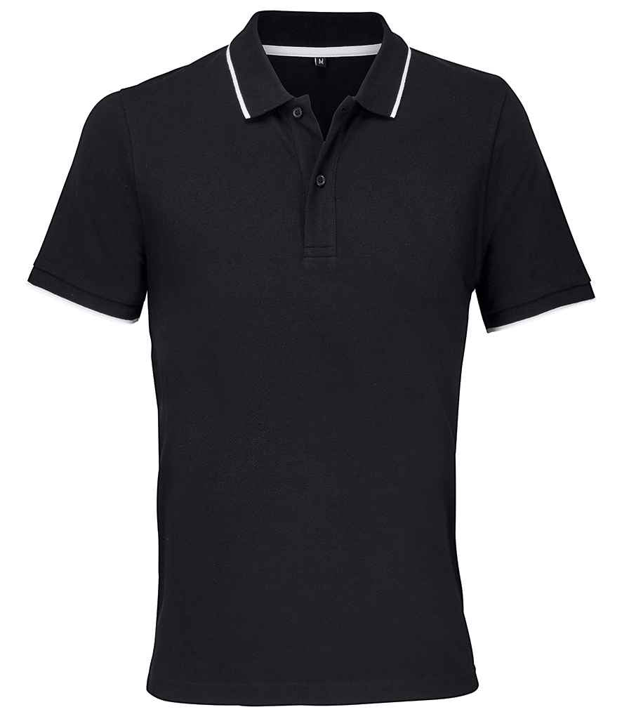 SOL'S Unisex Palermo Polo Shirt in Black/White, front view