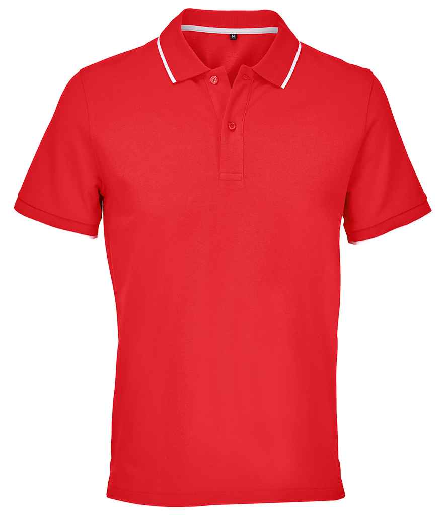SOL'S Unisex Palermo Polo Shirt in Bright Red/White, front view