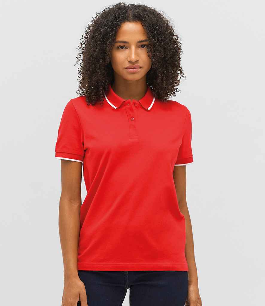 SOL'S Unisex Palermo Polo Shirt in Bright Red/White