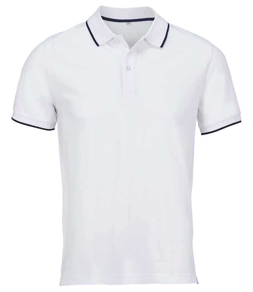 SOL'S Unisex Palermo Polo Shirt in White/French Navy, front view