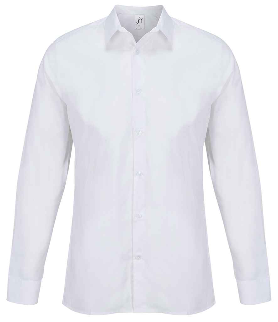 SOL'S Bailey Long Sleeve Poplin Shirt in White, front view