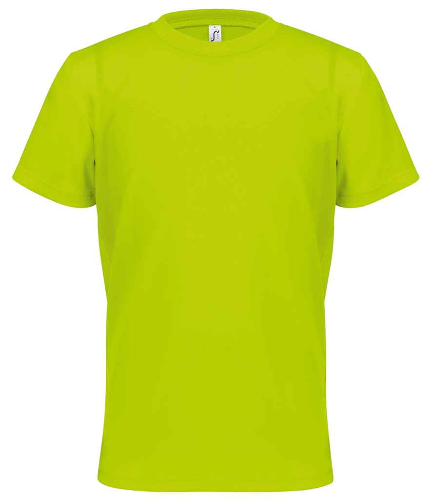 SOL'S Kids Sprint Sports T-Shirt in Neon Yellow, front view
