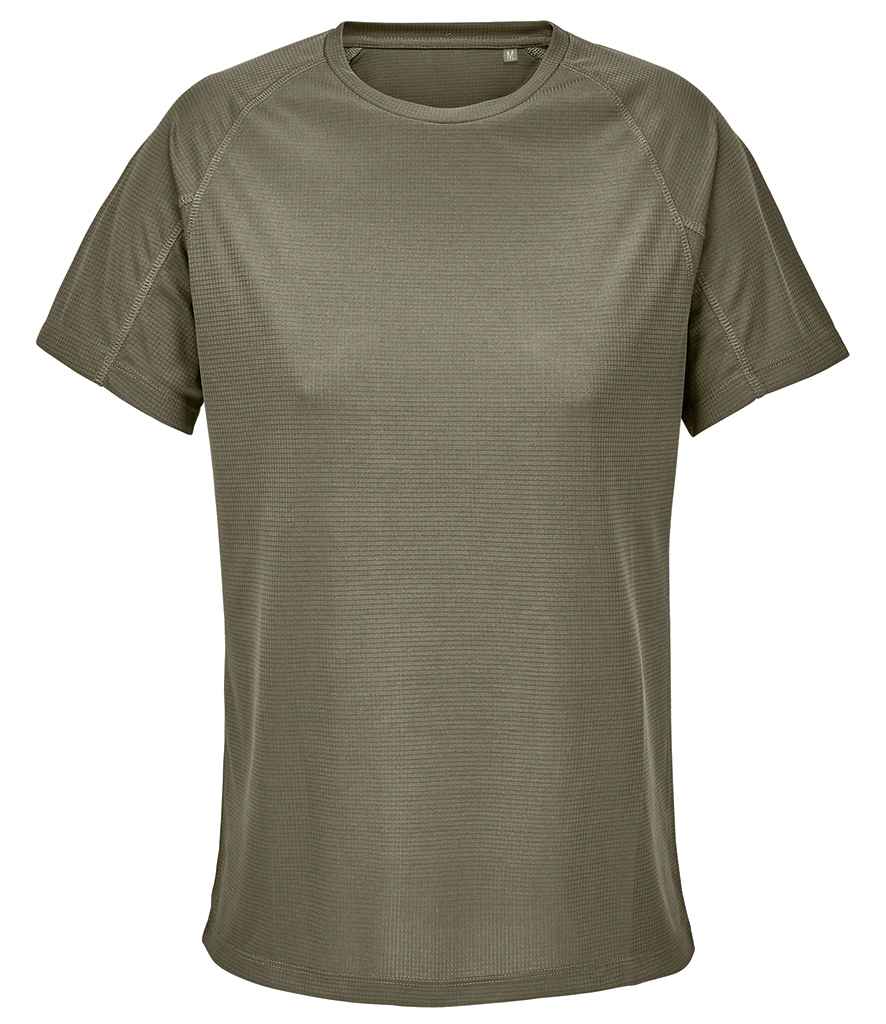 SOL'S Ladies Vortex Ripstop Performance T-Shirt in Army, front view