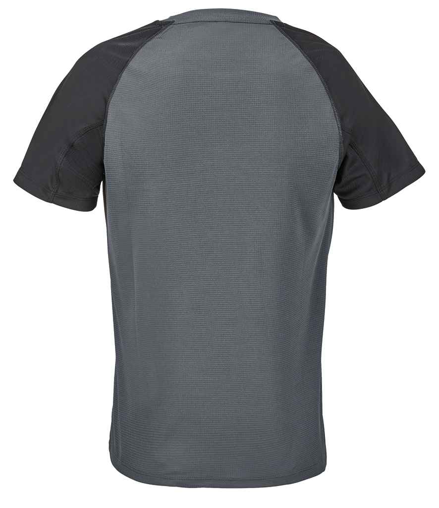 SOL'S Ladies Vortex Ripstop Performance T-Shirt in Black/Charcoal, back view