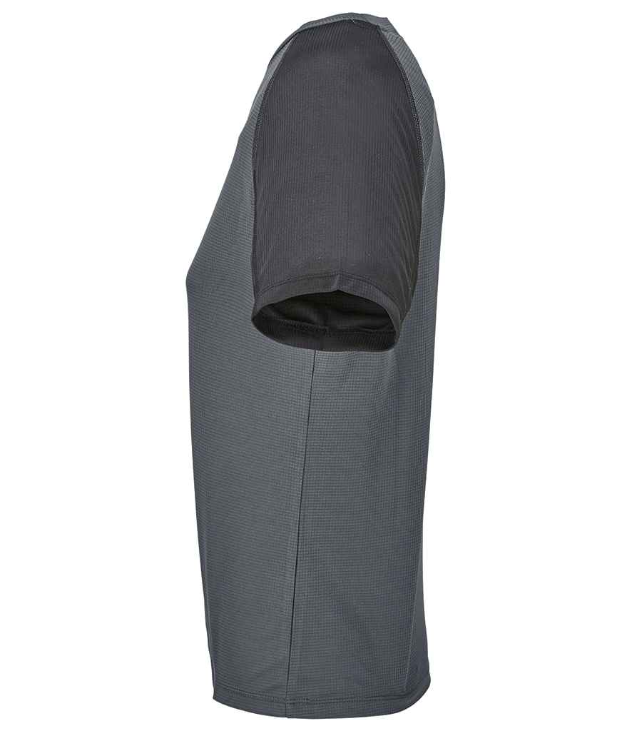 SOL'S Ladies Vortex Ripstop Performance T-Shirt in Black/Charcoal, back view