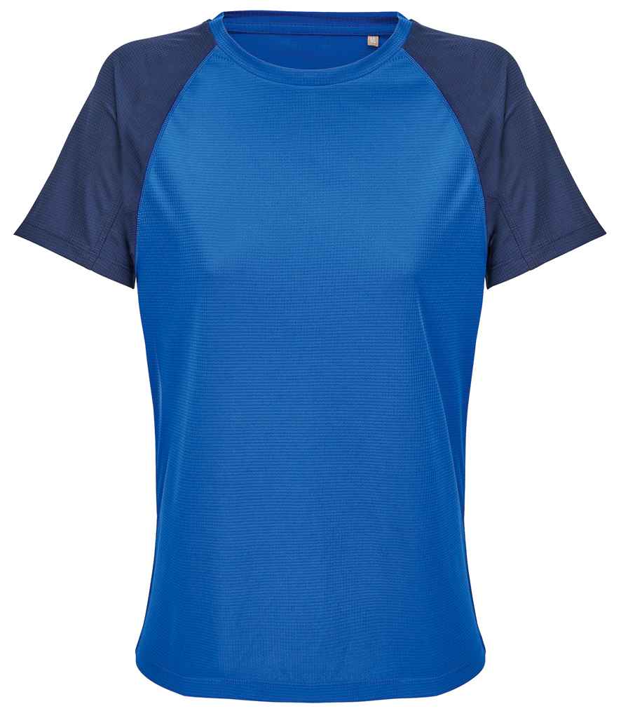 SOL'S Ladies Vortex Ripstop Performance T-Shirt in French Navy/Royal Blue, front view