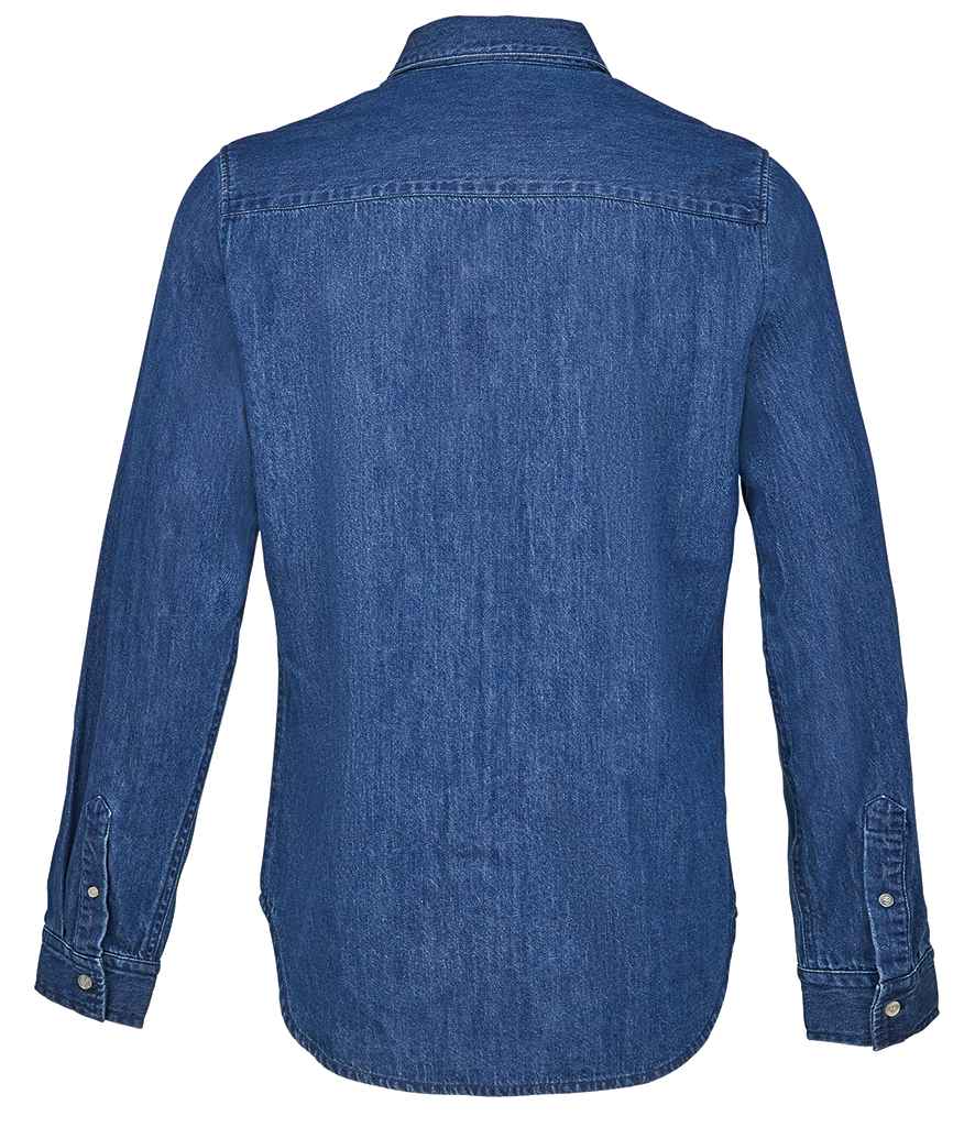 NEOBLU Bennett Denim Shirt in Stonewash Denim, back view