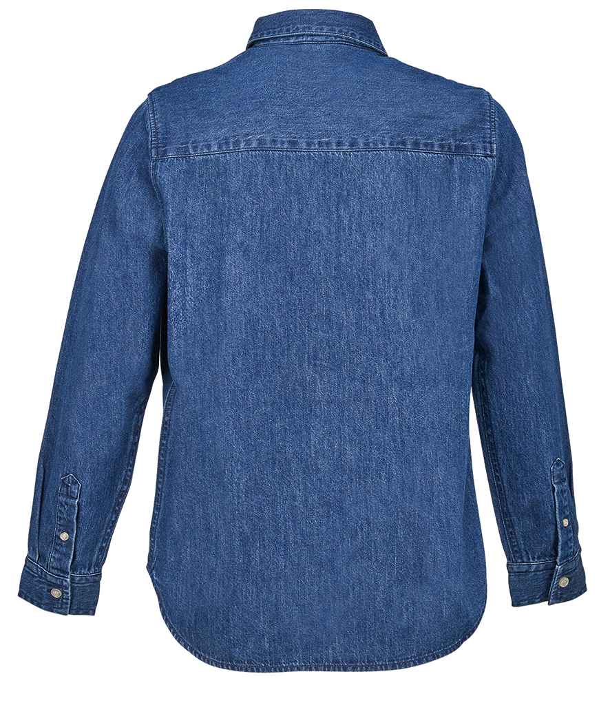 NEOBLU Ladies Bennett Denim Shirt in Stonewash Denim, back view