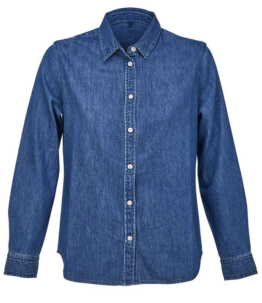 NEOBLU Ladies Bennett Denim Shirt in Stonewash Denim, front view