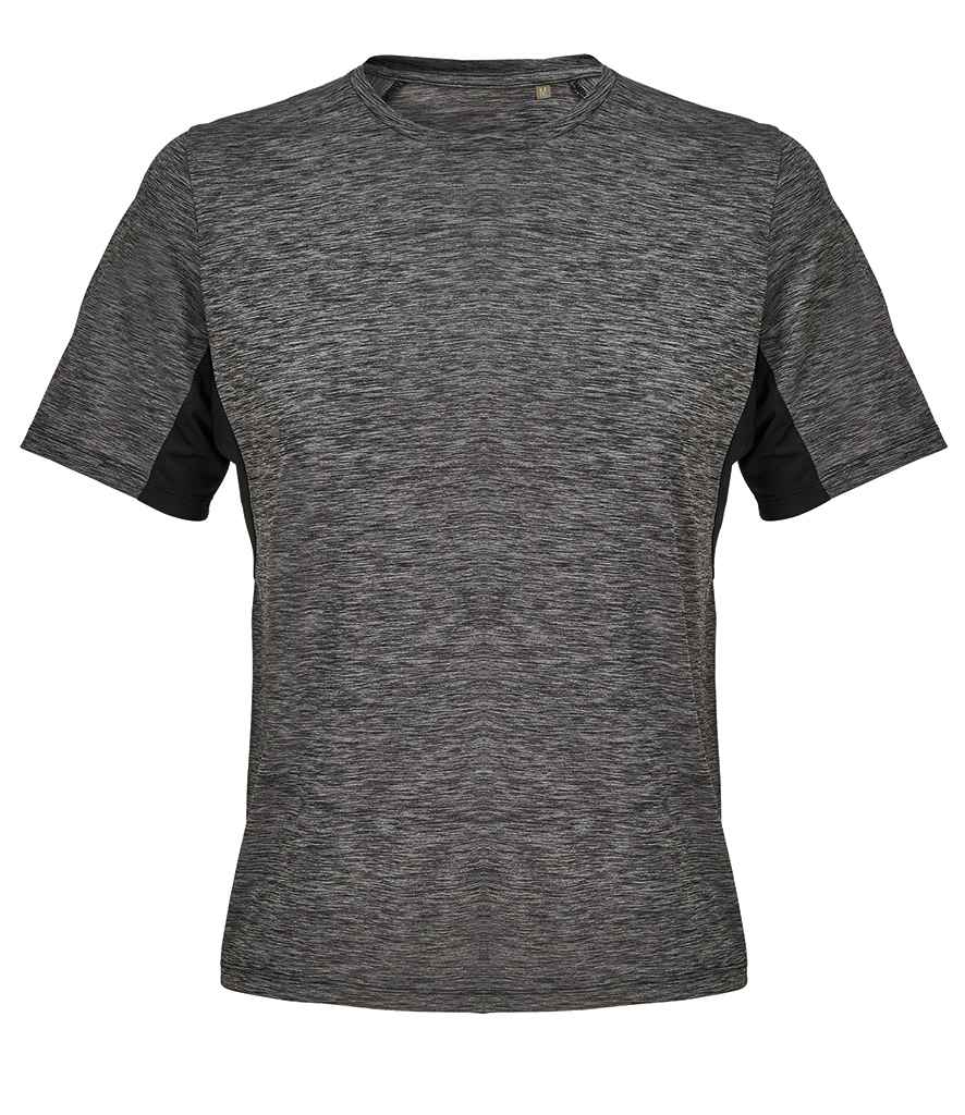 SOL'S Unisex Storm Performance T-Shirt in Black Marl/Black, front view