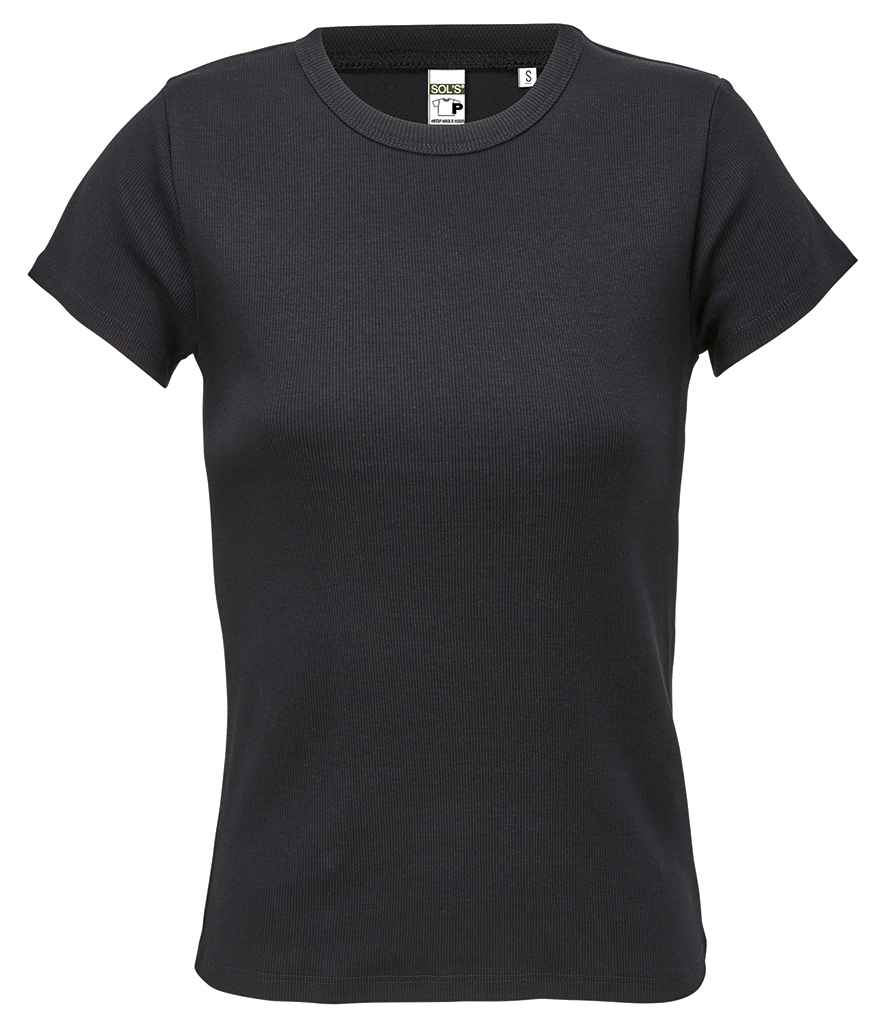 SOL'S Ladies Sara T-Shirt in Deep Black, front view