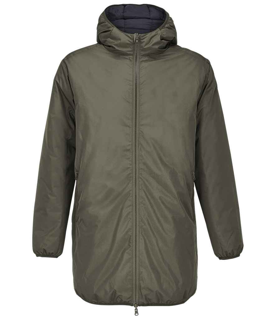 SOL'S Unisex Reverse Parka Jacket in Army, front view