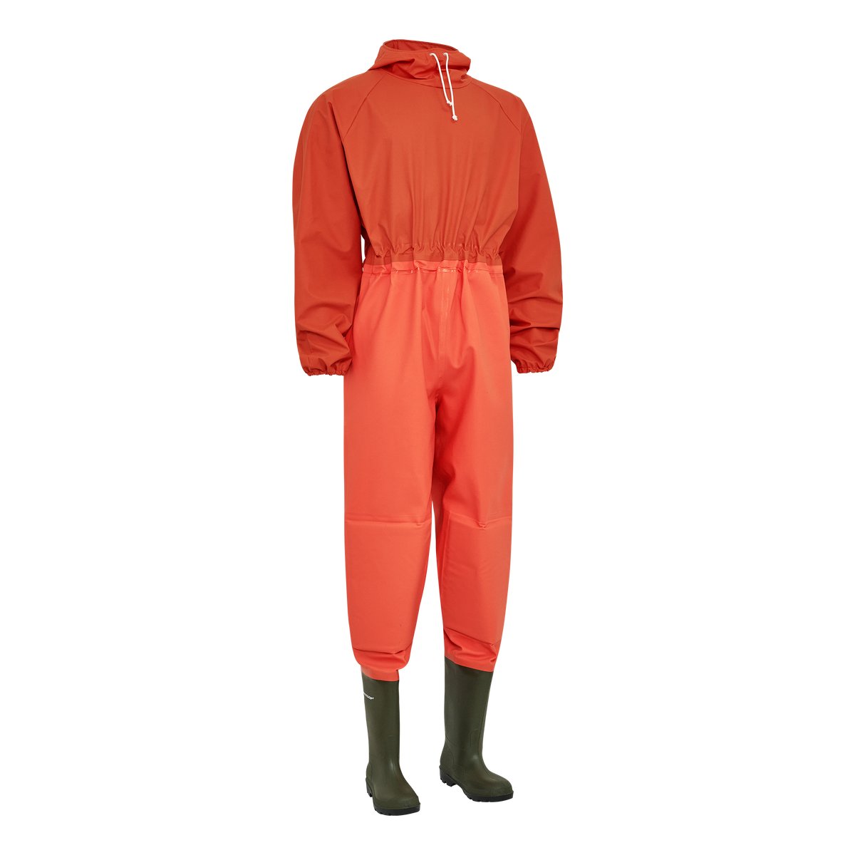 ELKA Rainwear Coverall w/boots in Orange, front view