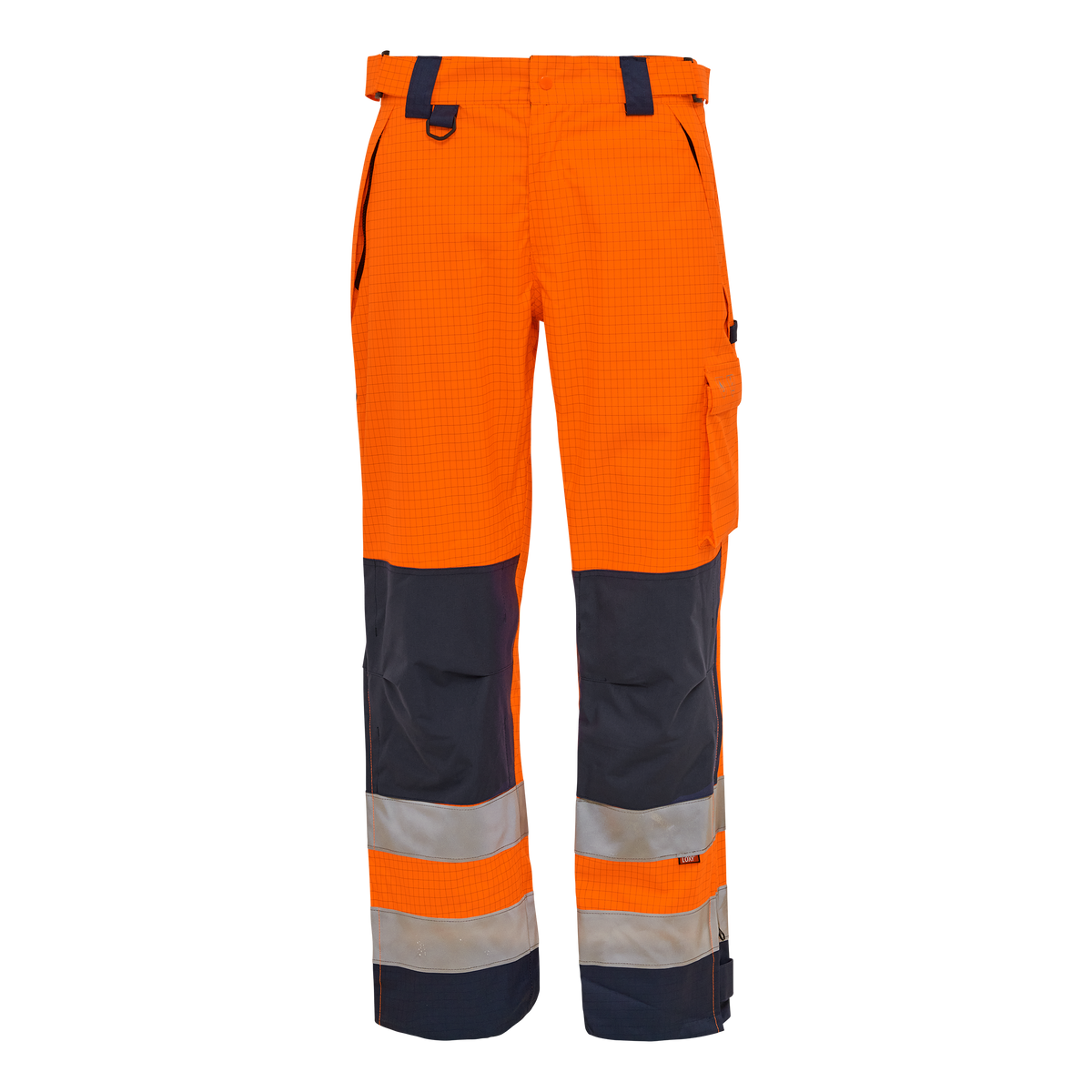 ELKA Rainwear Securetech Multinorm rain trousers in Fl. Orange/Navy, front view
