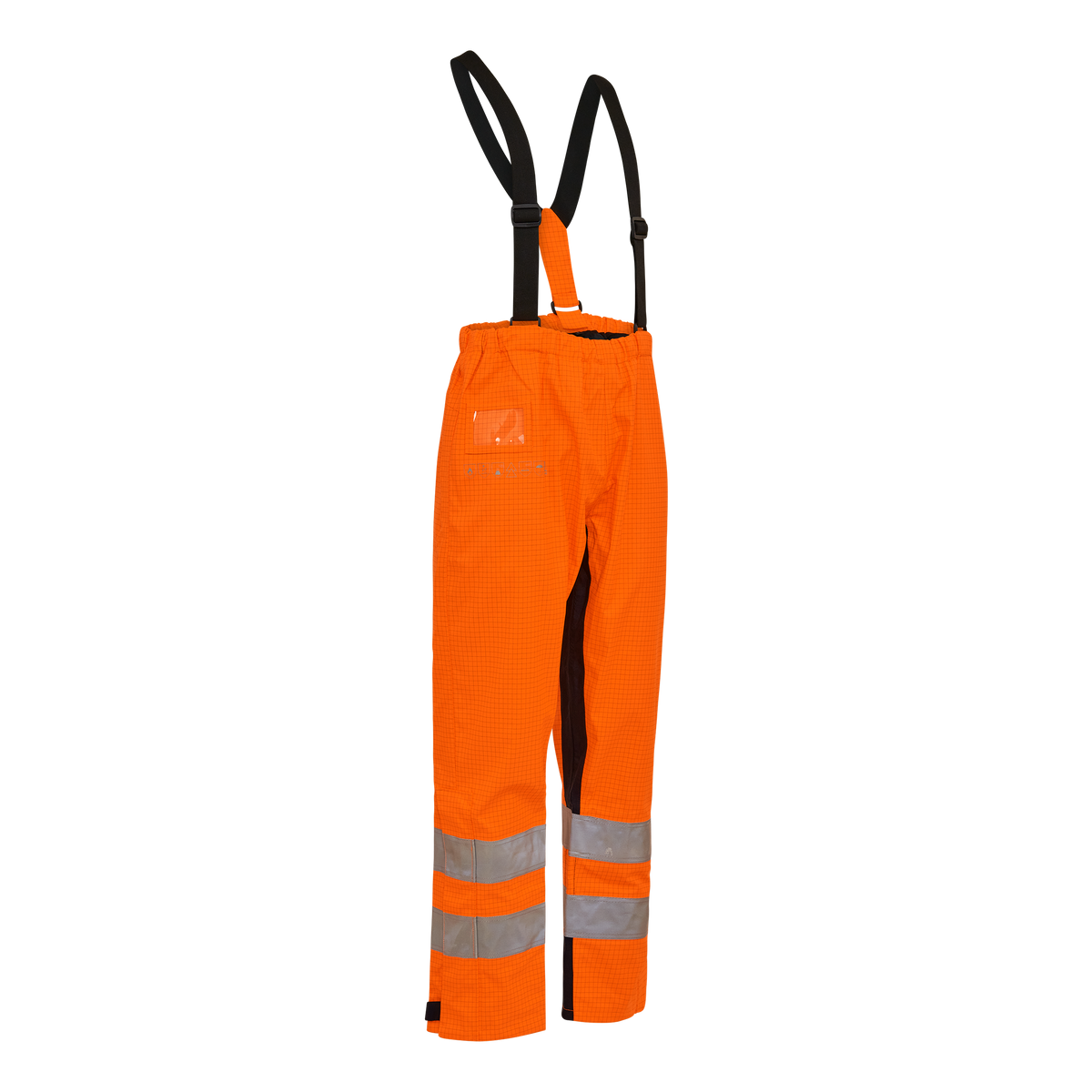ELKA Rainwear Securetech Multinorm Electric Arc Waist Trousers in Fl. Orange/Navy, front view