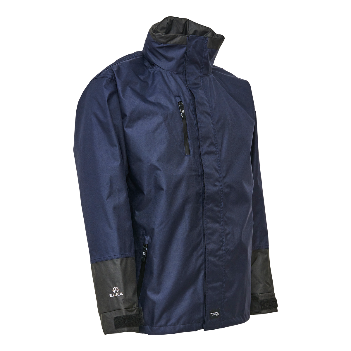 ELKA Rainwear Working Xtreme rain jacket with a 2-way zipper in Navy/Black, front view